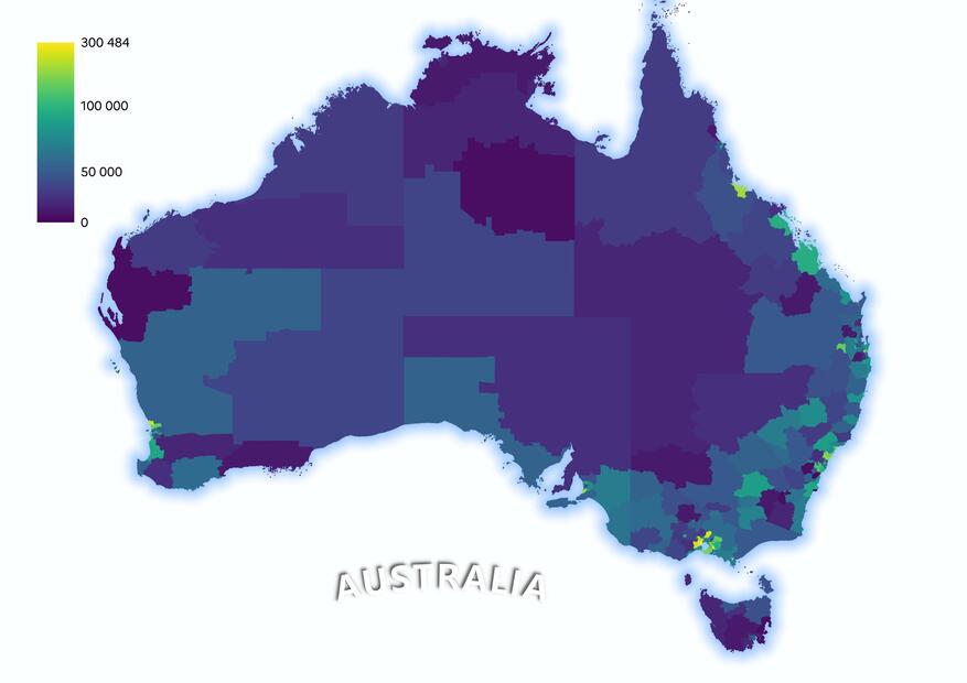 La densité de population de l'Australie