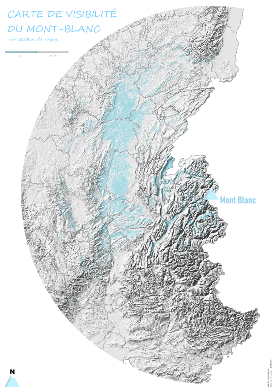 La visibilité du Mont-Blanc sur 300km