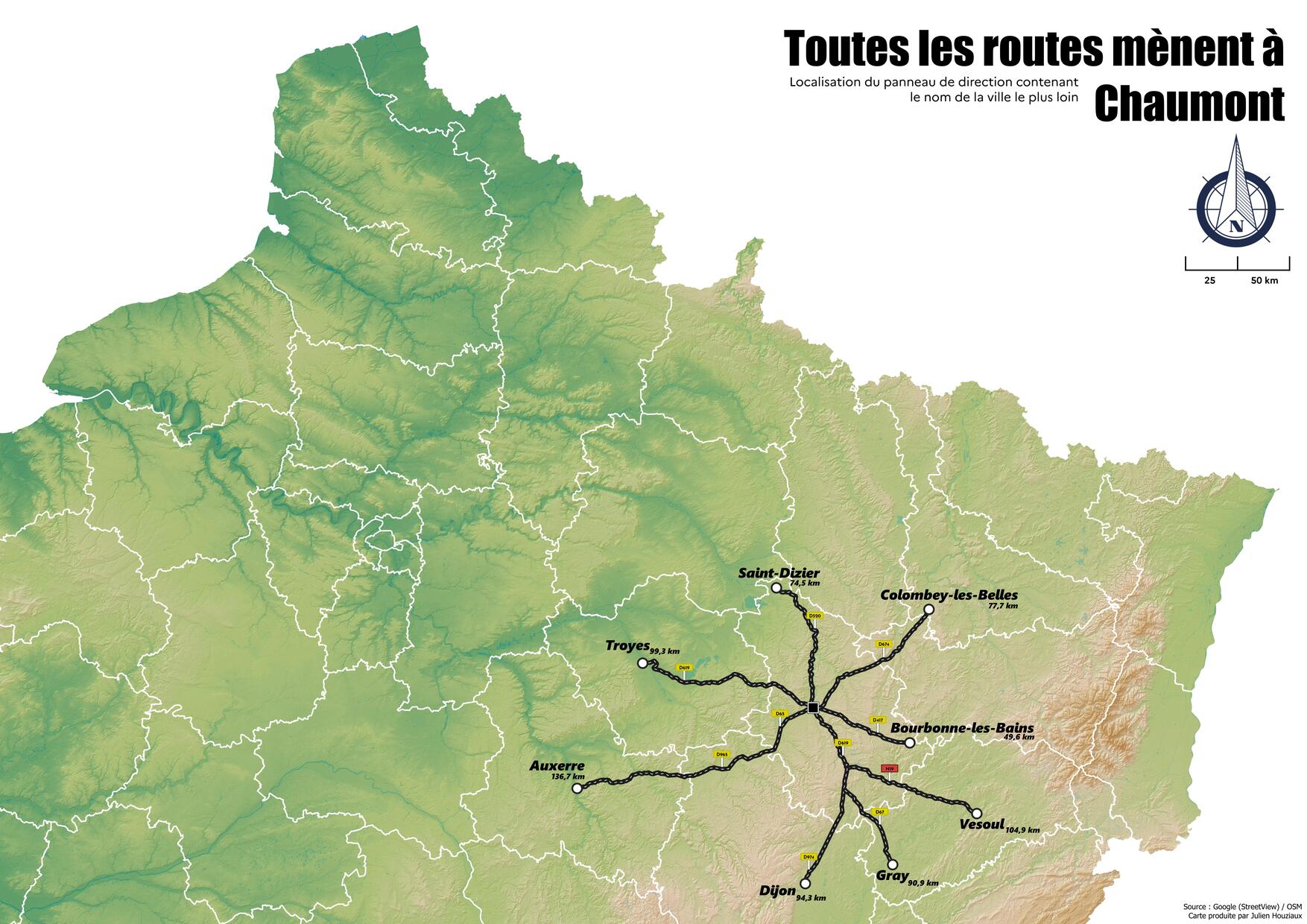 Rayonnement de Chaumont en France